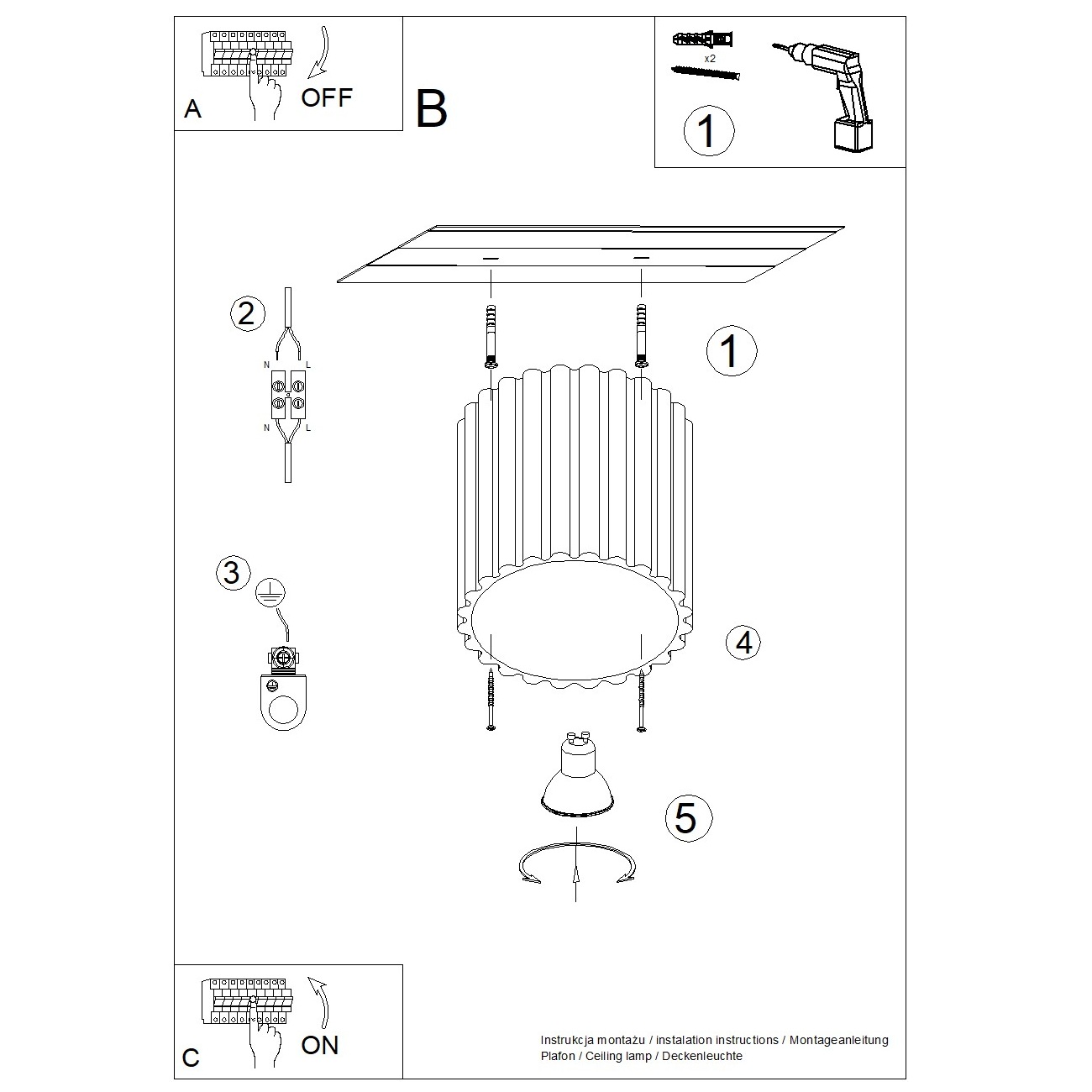 Plafon AURA 1 czarny GU10 SL.1784 - Sollux Lighting - obrazek 9