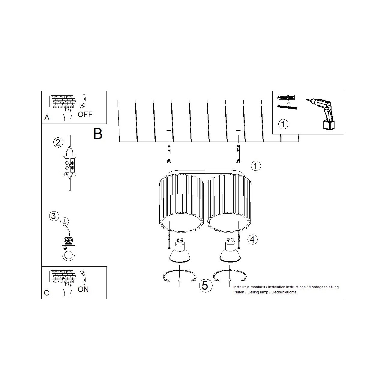 Plafon AURA 2 czarny GU10 SL.1785 - Sollux Lighting - obrazek 9