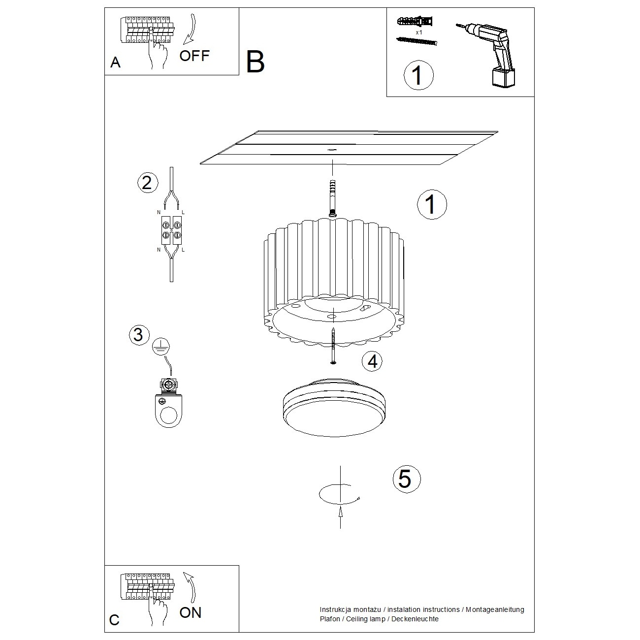 Plafon AURA 1 czarny GX53 SL.1787 - Sollux Lighting - obrazek 9