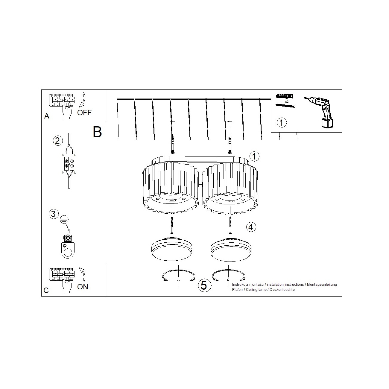Plafon AURA 2 czarny GX53 SL.1788 - Sollux Lighting - obrazek 9