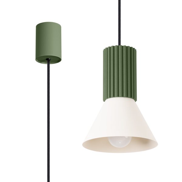 Lampa wisząca ESTRIA 1 beżowa/zielona oliwka SL.1872 - Sollux Lighting