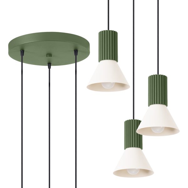 Lampa wisząca ESTRIA 3P beżowa/zielona oliwka SL.1873 - Sollux Lighting