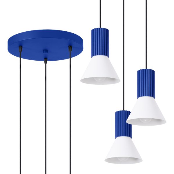 Lampa wisząca ESTRIA 3P biała/ultramaryna SL.1875 - Sollux Lighting