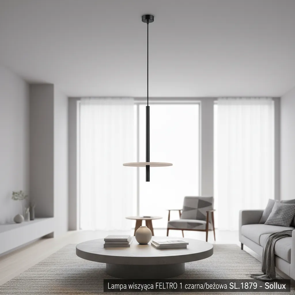 Lampa wisząca FELTRO 1 czarna/beżowa SL.1879 - Sollux Lighting - obrazek 2