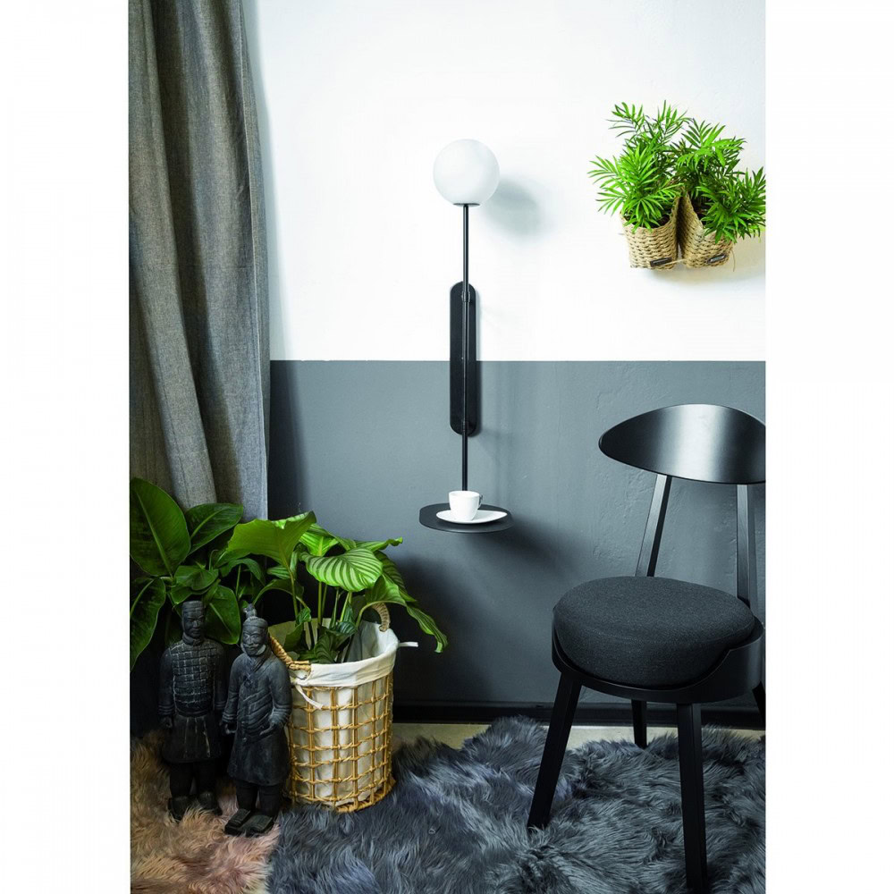 Kinkiet minimalistyczny z pułeczką TABLO czarna TAK12001 - Ummo Lighting - obrazek 2