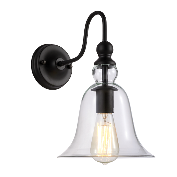 Kinkiet loft szklany czarny PARIS W01796BK - Cosmo Light
