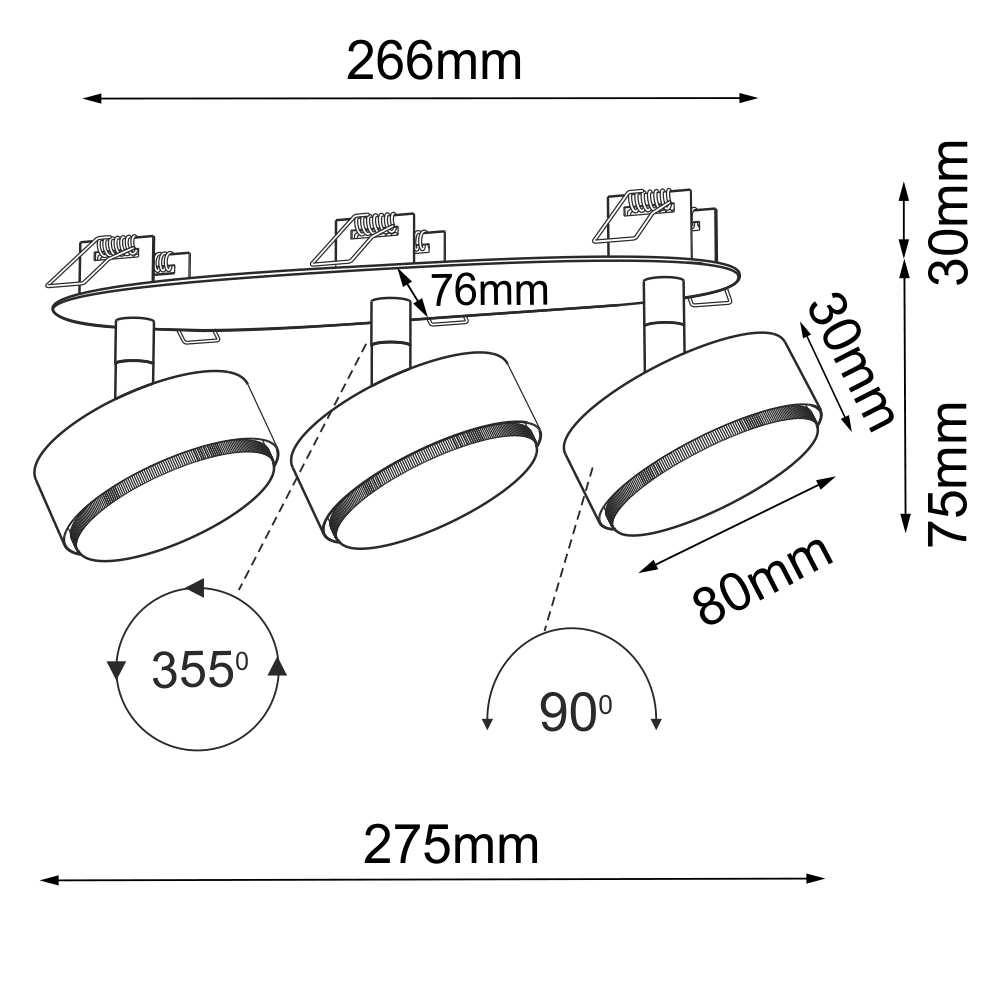 Lampa wpuszczana Drop in 3 - Czarna 3262 - Antigo - obrazek 2