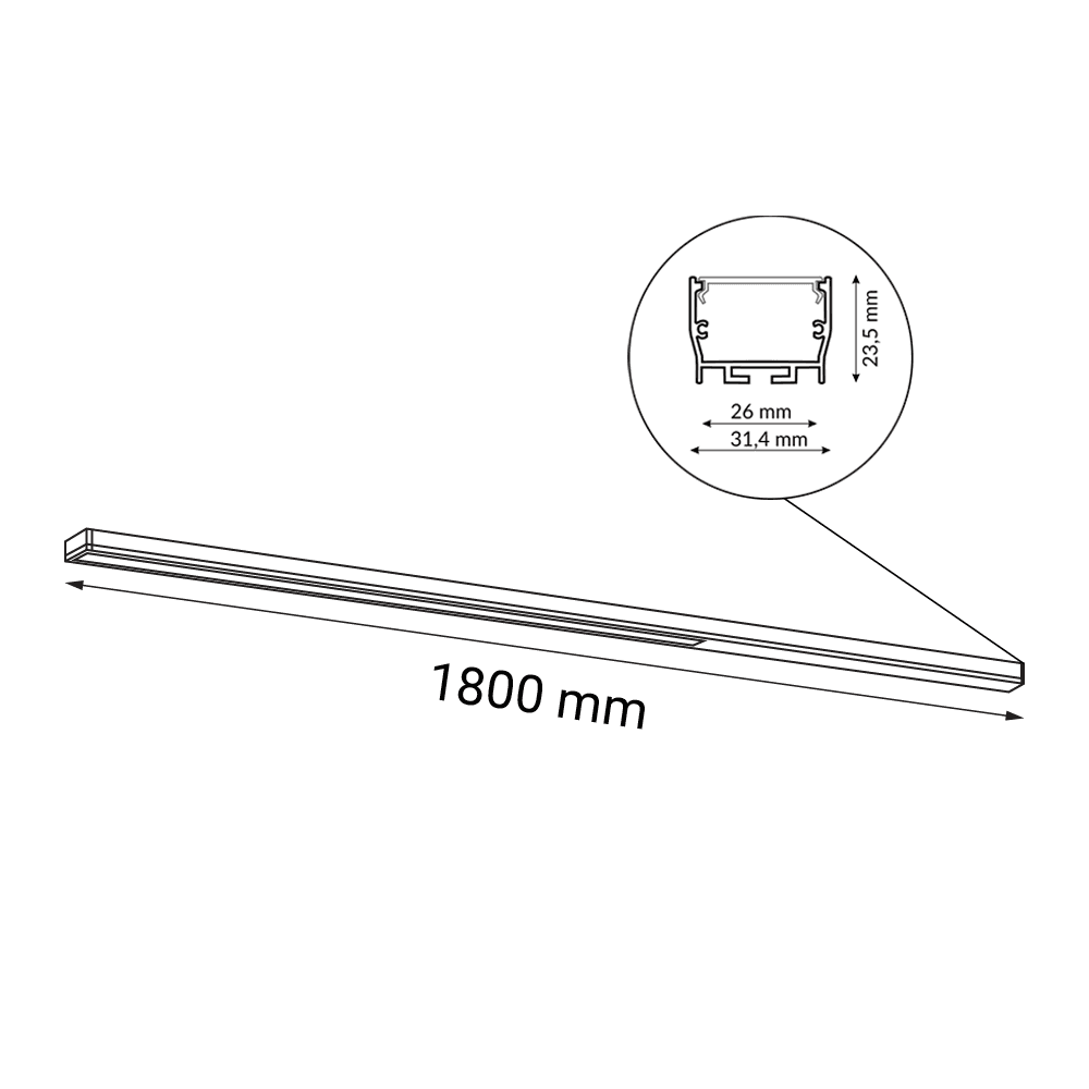 Plafon Hiate Line - Czarny (1800 mm) 3000K 1816 - Antigo - obrazek 2