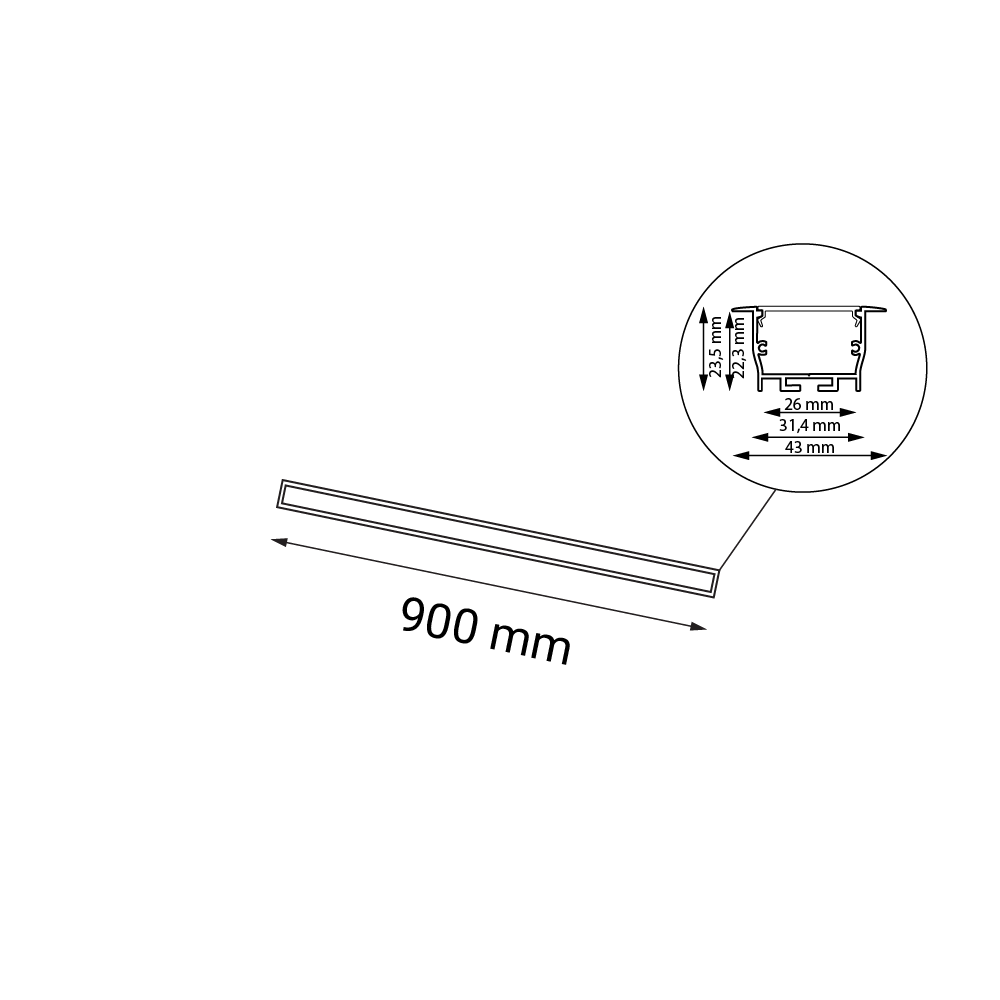 Lampa wpuszczana Hiate Line - Biała (900 mm) 4000K 1827 - Antigo - obrazek 2