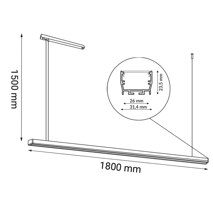 Lampa wisząca Hiate Line - Biała (1800 mm) 4000K 1859 - Antigo - obrazek 2