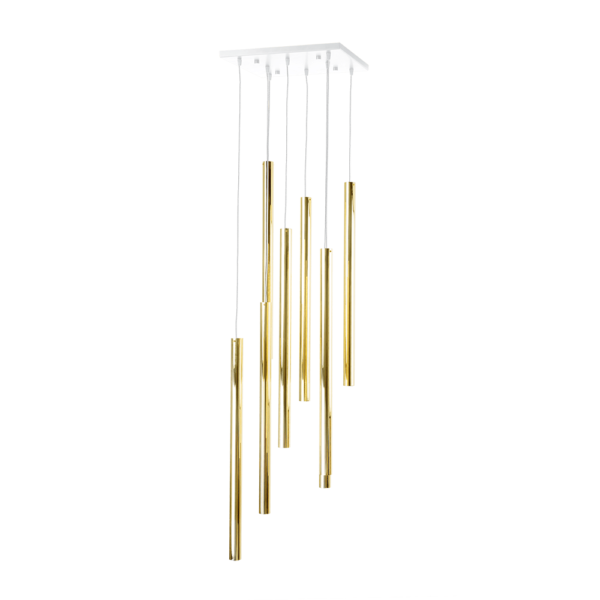 Lampa wisząca Akadi 8 - Mosiądz polerowany-biała (700 mm) 8892 - Antigo