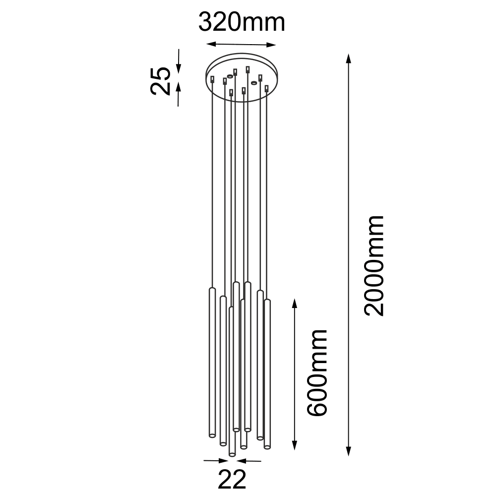 Lampa wisząca Kosame 8 - Czarna (600 mm) 7856 - Antigo - obrazek 2