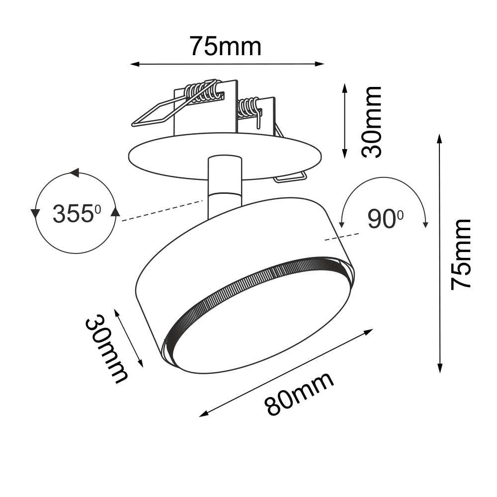 Lampa wpuszczana Drop in 1 - Czarna 3258 - Antigo - obrazek 2