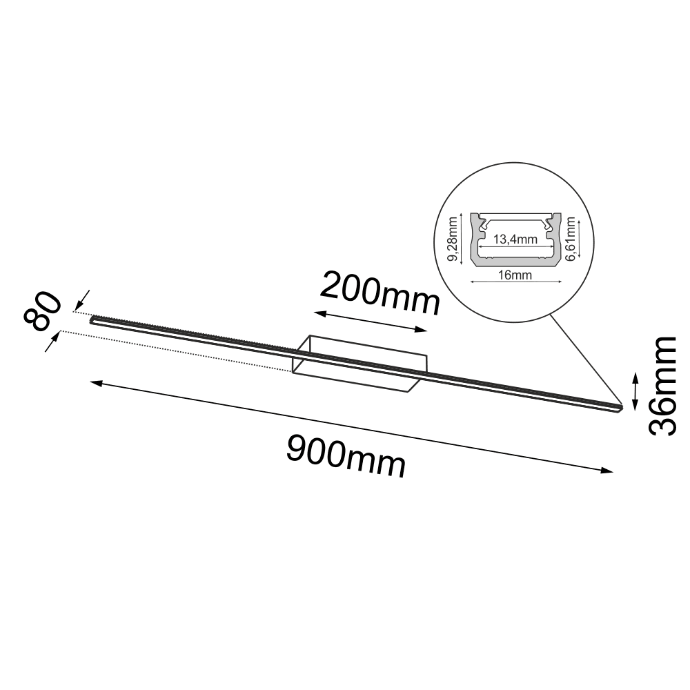 Kinkiet Slim W - Czarny (900 mm) 4000K 4001 - Antigo - obrazek 2