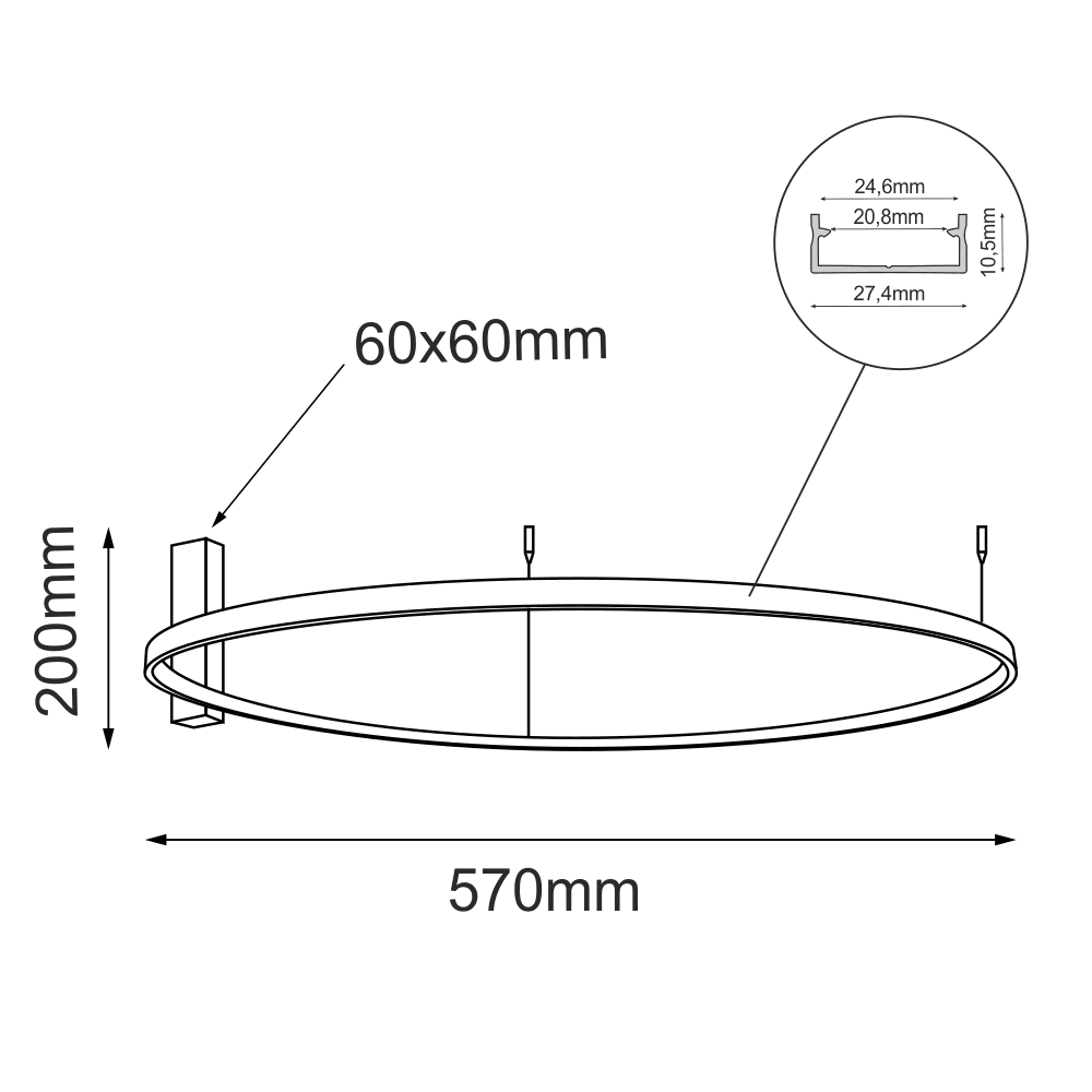 Plafon Agari 57 - Czarny (570 mm) 3000K 1330 - Antigo - obrazek 2