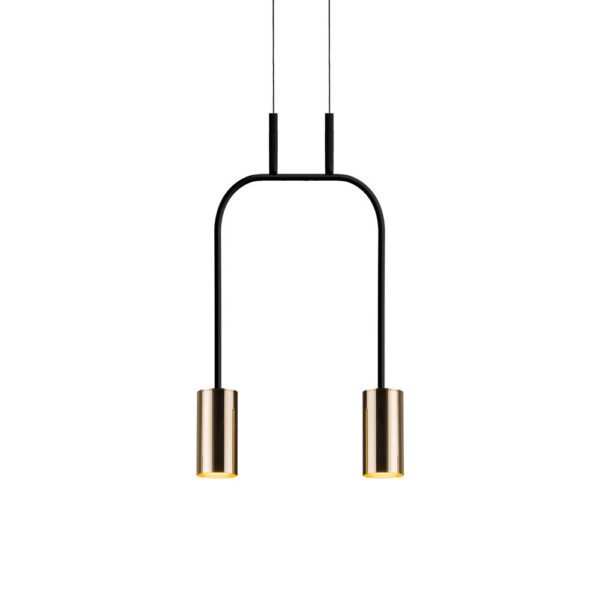 Lampa wisząca Vai 2 Krótka - Mosiądz polerowany-czarna (305 mm) 8841 - Antigo