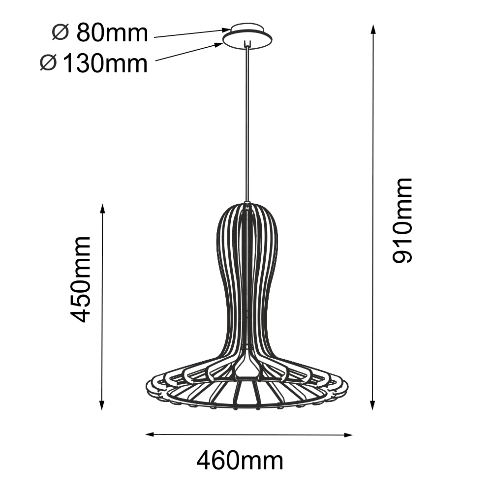 Lampa wisząca Rina - Czarna sklejka (460 mm) 5021 - Antigo - obrazek 2
