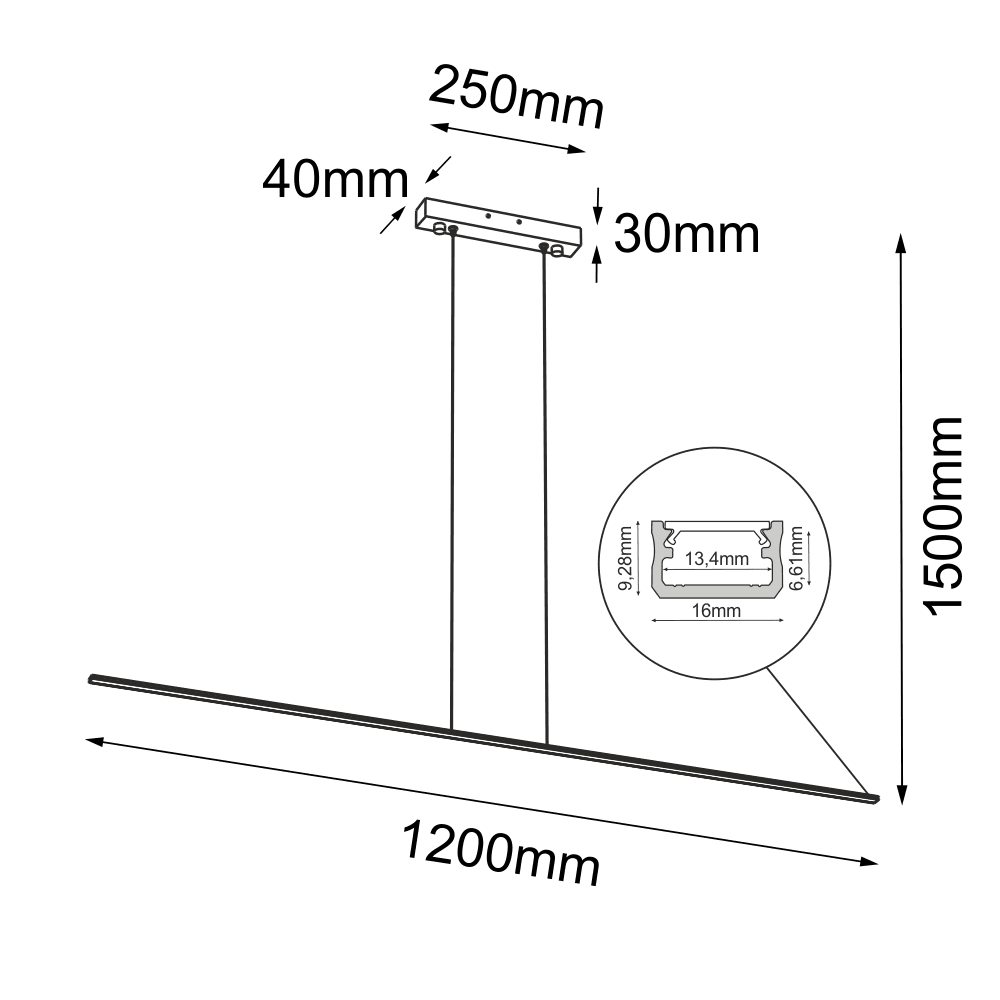 Lampa wisząca Slim P - Biała (1200 mm) 4000K 5003 - Antigo - obrazek 2