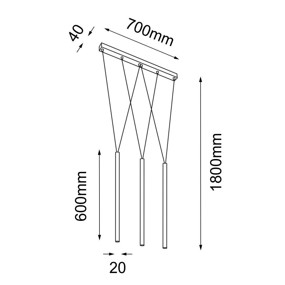 Lampa wisząca Miaki 3 - Czarna (600 mm) 7946 - Antigo - obrazek 2