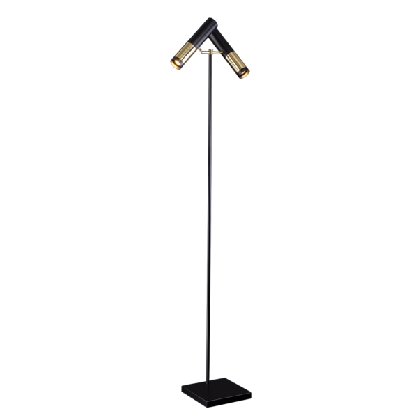Lampa podłogowa Kavos - Mosiądz polerowany-czarna (1800 mm) 8378  - Antigo