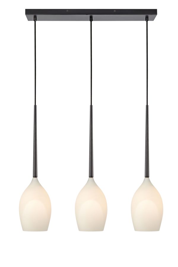 Lampa nad stół wisząca nowoczesna SALUT pendant 3L black/opal glass 106808 - Markslojd