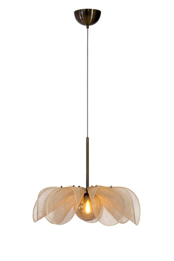 Lampa wisząca STYRKA Pendant 1L 63cm Beige/ Antique Brass/Amber 108659 - Markslojd