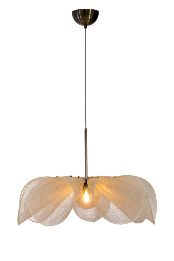 Lampa wisząca STYRKA Pendant 1L 75cm Beige/Antique Brass/Amber 108661 - Markslojd