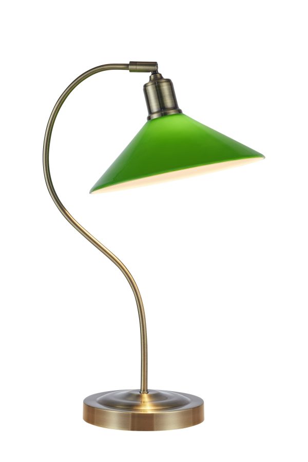 Lampa stołowa VELA 1L Antique Brass/Green 108864 - Markslojd
