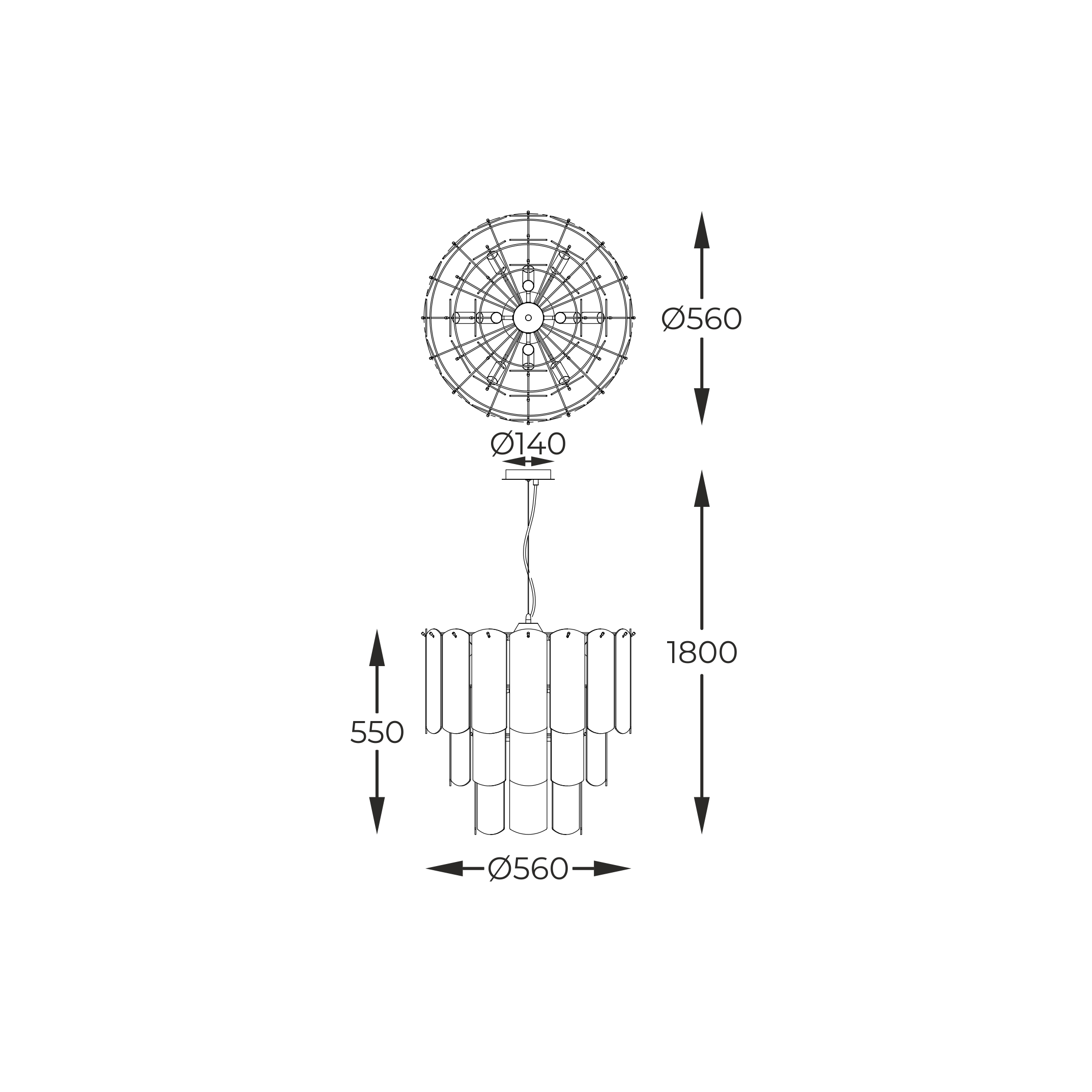 Lampa wisząca szklana NIRA ZŁOTA/GOLD MD3523-14L-EGN - Zuma Line - obrazek 5