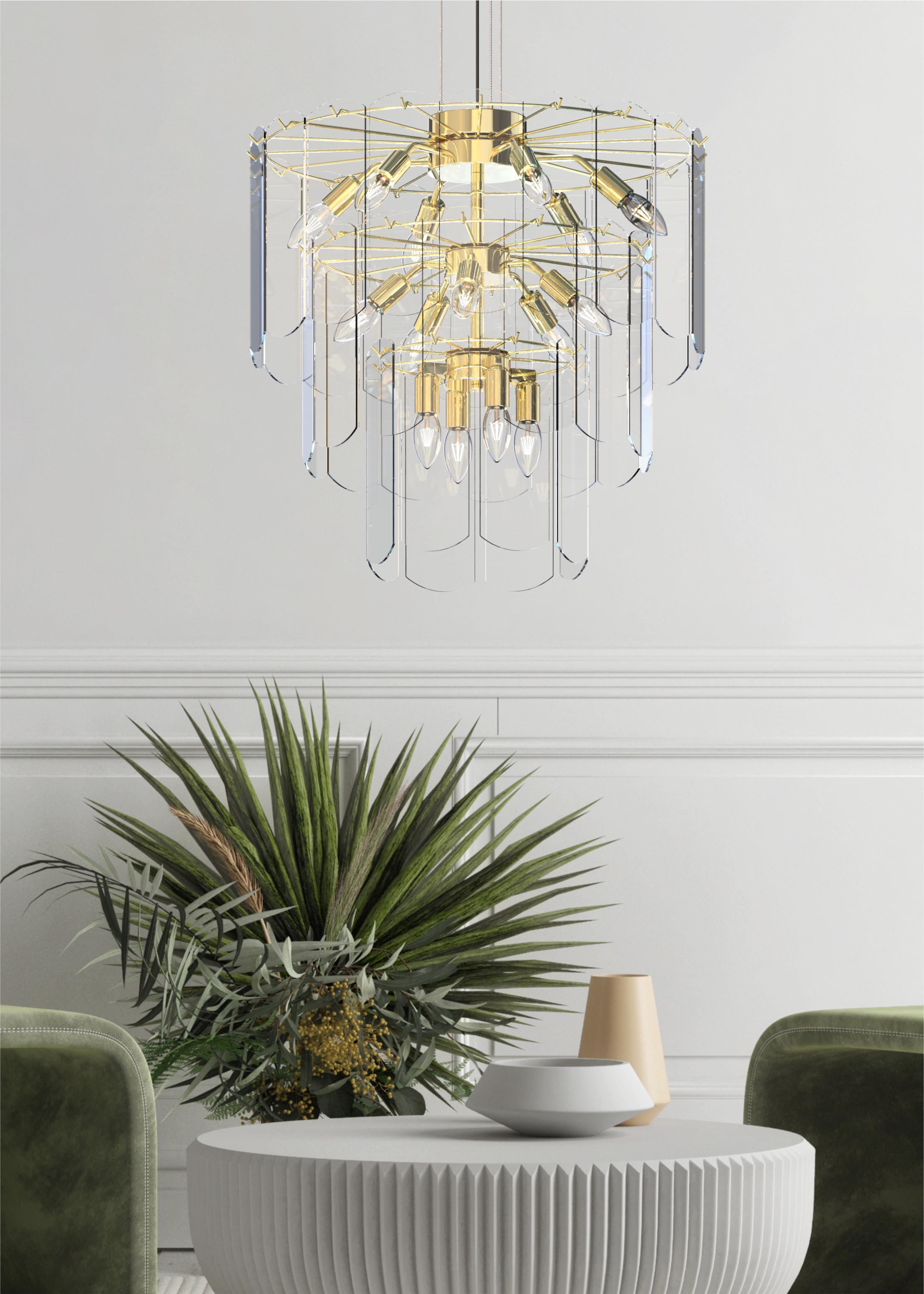 Lampa wisząca szklana NIRA ZŁOTA/GOLD MD3523-14L-EGN - Zuma Line - obrazek 6