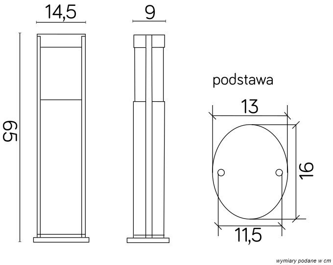 Lampa stojąca zewnętrzna zewnętrzna ELIS TO 3902-H 650 BL - SU-MA - obrazek 5