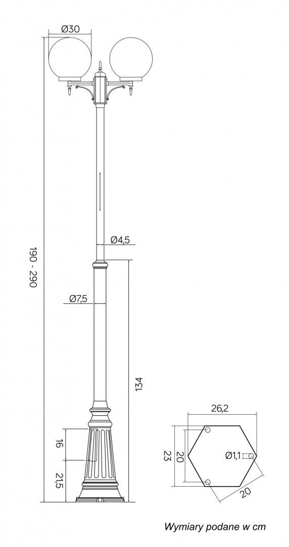 Latarnia ogrodowa KULE CLASSIC - OGMWN2 300 - SU-MA - obrazek 7