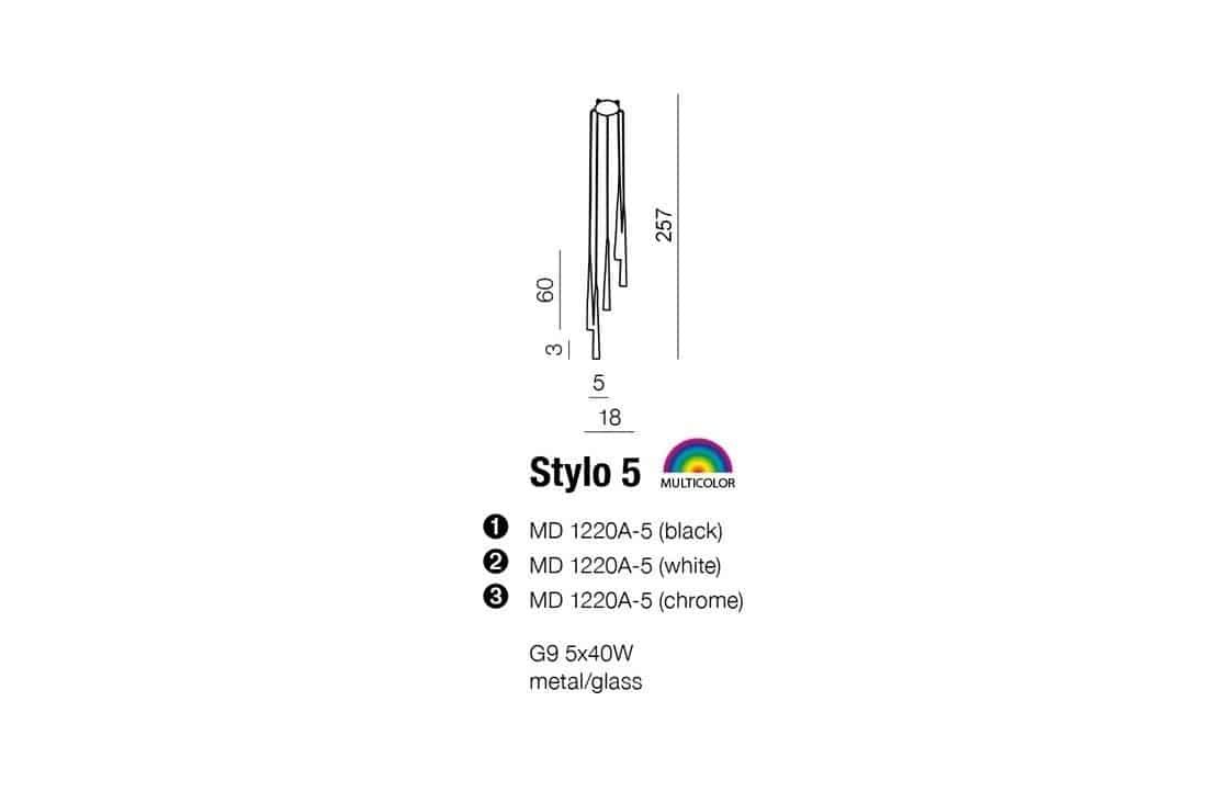 Lampa wisząca nowoczesna STYLO 5 czarna AZ0119 - Azzardo - obrazek 6
