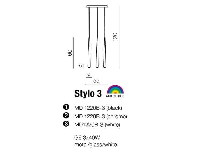 Lampa nad stół wisząca nowoczesna STYLO 3 chrom AZ0133 - Azzardo - obrazek 3