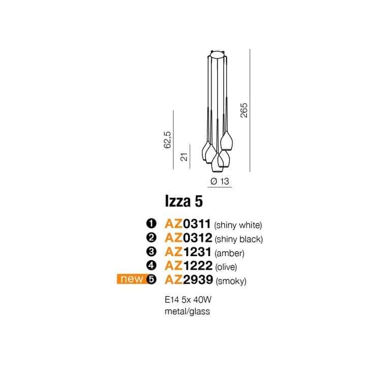Lampa wisząca nowoczesna IZZA 5 czarna AZ0312 - Azzardo - obrazek 4
