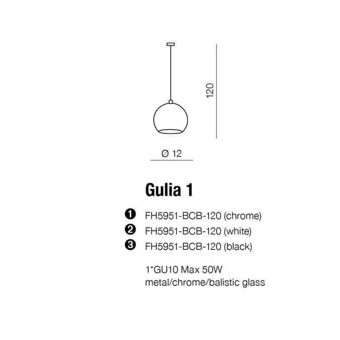 Lampa wisząca nowoczesna GULIA 1 czarna AZ0630 - Azzardo - obrazek 4