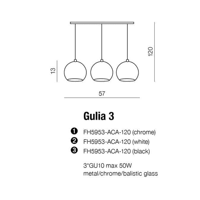 Lampa nad stół wisząca nowoczesna GULIA 3 chrom AZ0637 - Azzardo - obrazek 4