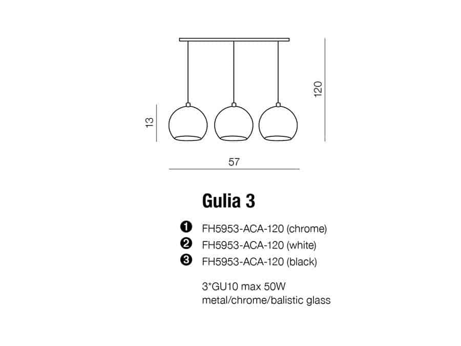 Lampa nad stół wisząca nowoczesna GULIA 3 biała AZ0638 - Azzardo - obrazek 3