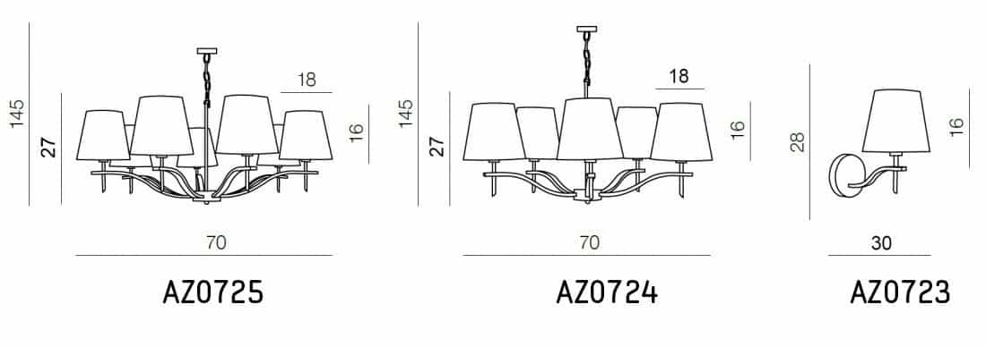 Lampa wisząca do salonu z abażurami PRINCESSA 5 beż AZ0724 - Azzardo - obrazek 5