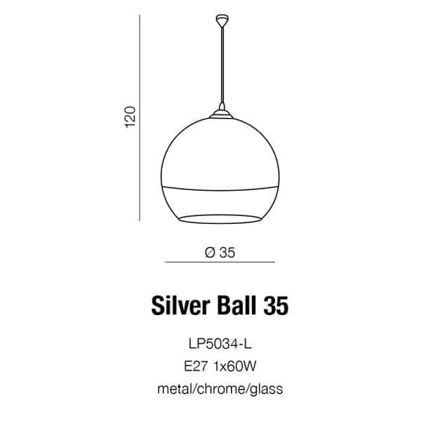 Lampa designerska szklana kula SILVER BALL 35 chrom AZ0732 - Azzardo - obrazek 5