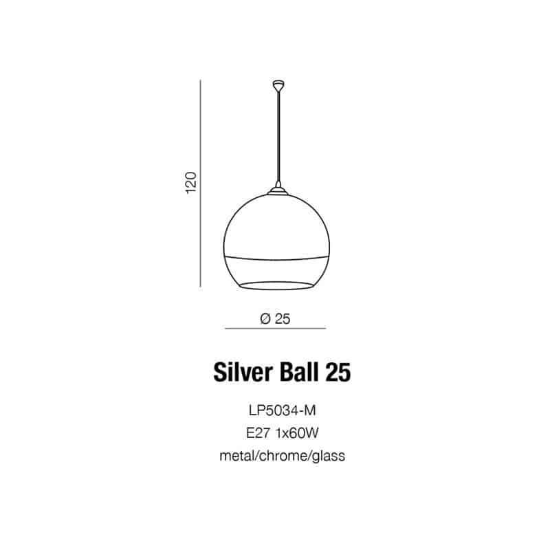 Lampa designerska szklana kula SILVER BALL 25 chrom AZ0733 - Azzardo - obrazek 5