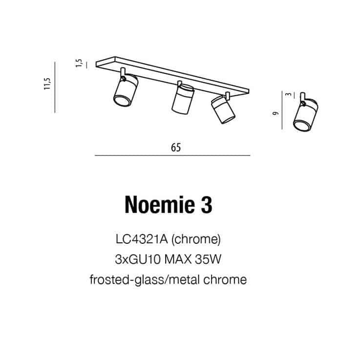 Oprawa sufitowa łazienkowa IP44 NOEMIE 3 chrom AZ1306 - Azzardo - obrazek 4