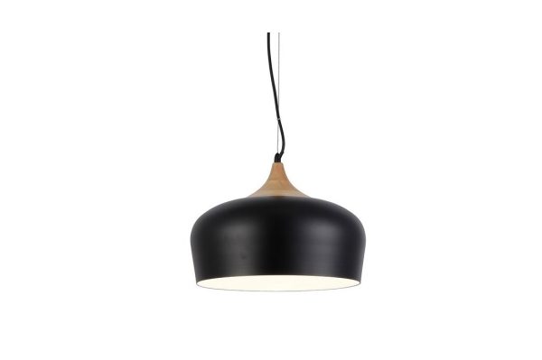 Lampa wisząca z eleganckim czarnym kloszem + drewno PARMA AZ1331 - Azzardo