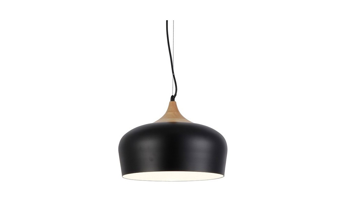 Lampa wisząca z eleganckim czarnym kloszem + drewno PARMA AZ1331 - Azzardo