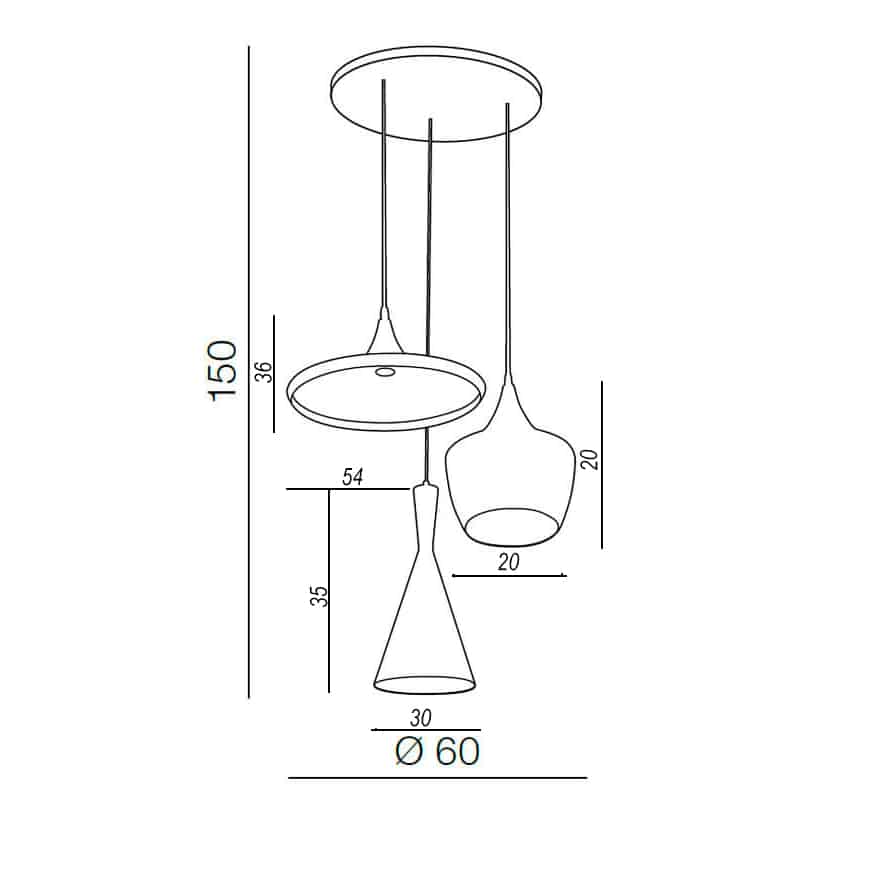 Lampa na okrągłej podsufitce loft wisząca MIX biała AZ1339 - Azzardo - obrazek 3