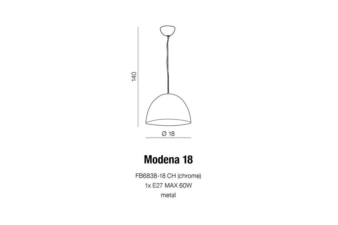 Lampa wisząca nowoczesna MODENA 18 chrom AZ1399 - Azzardo - obrazek 3