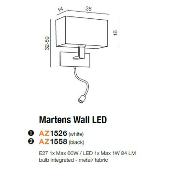 Kinkiet nowoczesny MARTENS LED biały AZ1526 - Azzardo - obrazek 2