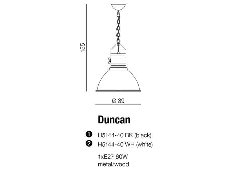 Lampa loft wisząca DUNCAN biała AZ1582 - Azzardo - obrazek 2