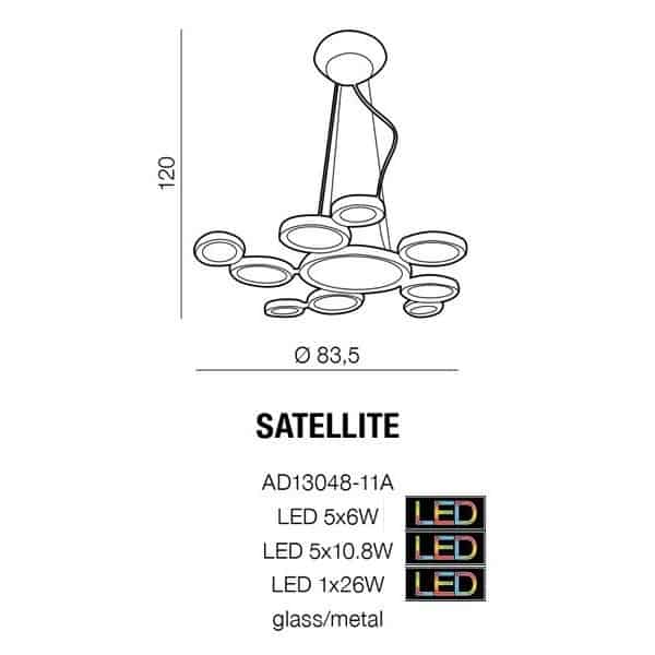 Lampa designerska wisząca SATELLITE chrom AZ1786 - Azzardo - obrazek 4