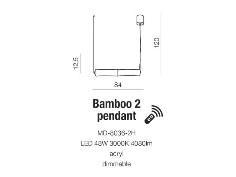 Lampa wisząca nowoczesna BAMBOO 2 biała AZ1900 - Azzardo - obrazek 3